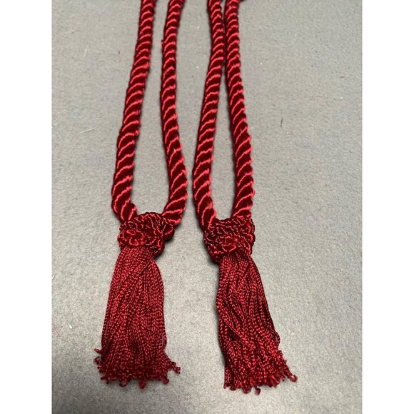 Set Of 4 Red Twisted Curtain Tie Backs with Tassels 12" Long Set of 2 - Picture 2 of 10